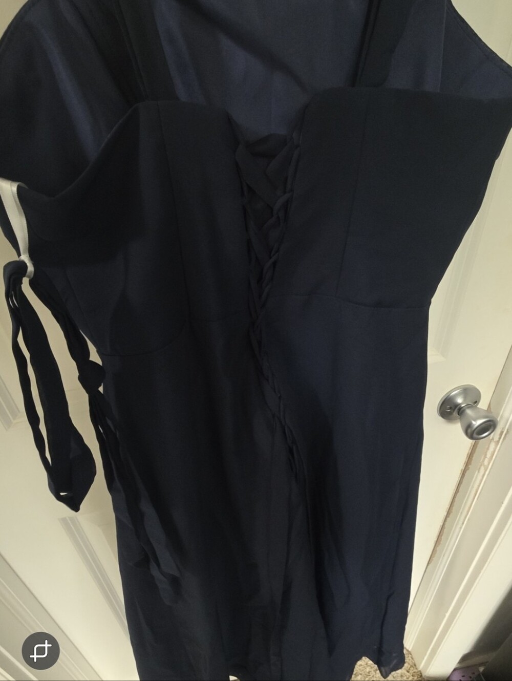 Navy Chiffon Ruffle Midi Dress - Picture 6 of 9